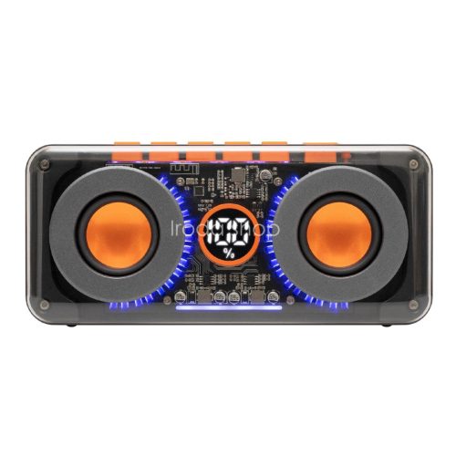 SAL MECHAPOWER vezeték nélküli hangszóró és multimédia-lejátszó, 2 x 10 W, RGB LED, BT TWS, USB-C, ~8 óra üzemidő, superbass mélysugárzó