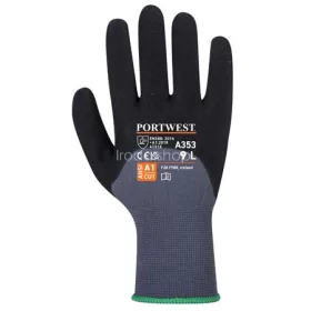   Védőkesztyű, nylon, nitrilhab, XL méret "DermiFlex Ultra Plus", szürke-fekete