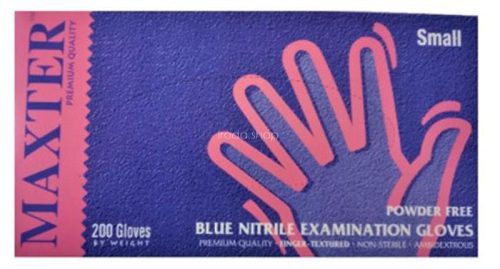 Védőkesztyű, egyszer használatos, nitril, XL méret, 200 db, púder nélküli, kék