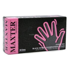   Védőkesztyű, egyszer használatos, nitril, XL méret, 100 db, púder nélküli, fekete