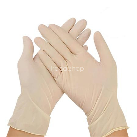 Védőkesztyű, egyszer használatos, latex, 5,7g, S méret, 100 db, púder nélküli, bézs