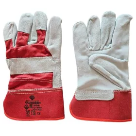   Védőkesztyű, marhahasítékbőr, 10-es méret, 12 pár, piros/fehér