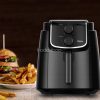 Midea MF-TN35D air fryer, forrólevegős fritőz, 3,5 literes sütőkosár, állítható hőmérséklet 200 °C-ig, 1500 W, fekete