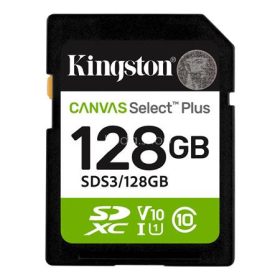   Memóriakártya, SDXC, 128GB, C10/UHS-I/U1/V10, Gen3, KINGSTON "Canvas Select Plus"