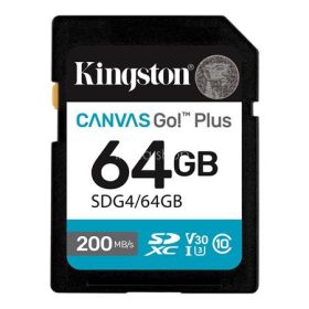   Memóriakártya, SDXC, 64GB, C10/UHS-I/U3/V30, Gen4,KINGSTON "Canvas Go! Plus"
