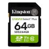 Memóriakártya, SDXC, 64GB, C10/UHS-I/U1/V10, Gen3, KINGSTON "Canvas Select Plus"