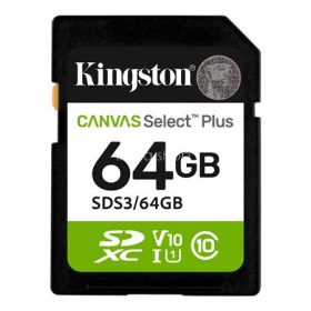   Memóriakártya, SDXC, 64GB, C10/UHS-I/U1/V10, Gen3, KINGSTON "Canvas Select Plus"