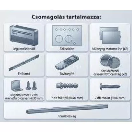 HOME MONOBLOCK12 monoblokkos hűtő-fűtő klíma, 3,5 kW, 4 üzemmód, PTC kiegészítő fűtés, wifi, távirányító, LED kijelző