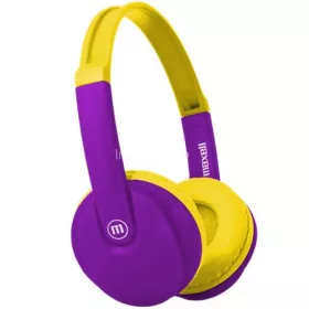   Fejhallgató, gyerek méret, vezeték nélküli, Bluetooth, mikrofonnal, MAXELL "HP-BT350", lila-sárga