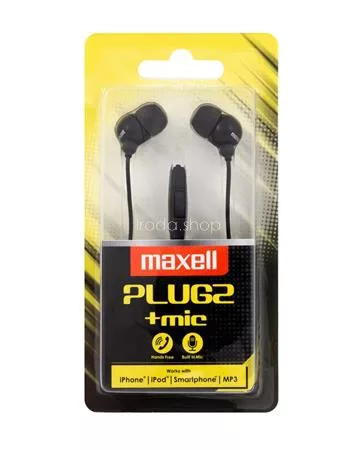Fülhallgató, mikrofonnal, MAXELL "Plugz", fekete