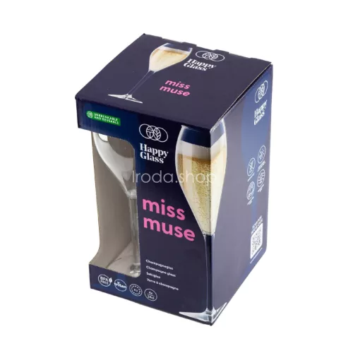 HappyGlass Miss Muse törhetetlen pezsgőspohár, 24 cl, BPA mentes, élelmiszeripari minőség, 4 db / szett