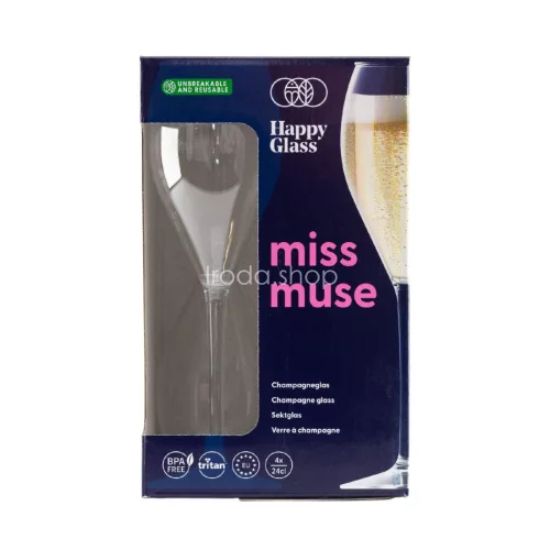 HappyGlass Miss Muse törhetetlen pezsgőspohár, 24 cl, BPA mentes, élelmiszeripari minőség, 4 db / szett