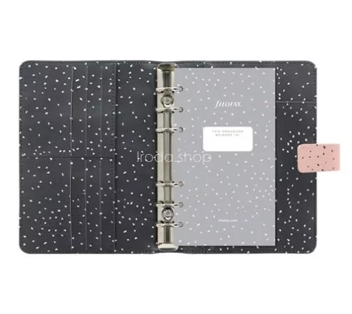 Kalendárium, gyűrűs, betétlapokkal, personal méret, FILOFAX, "Confetti", rózsakvarc