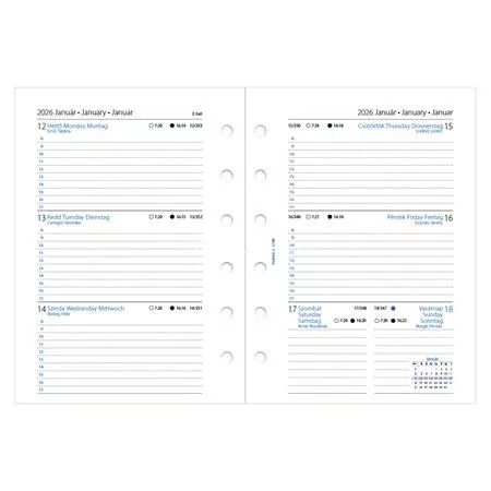 Kalendárium betét, tervező, heti, pocket (S) méret, FILOFAX, 2026