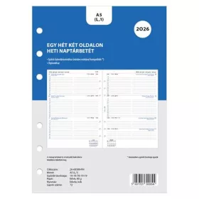 Kalendárium betét, tervező, heti, A5 (L), FILOFAX, 2026