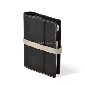   Kalendárium, gyűrűs, betétlapokkal, "L", műbőr, SATURNUS, "225" fekete-szürke