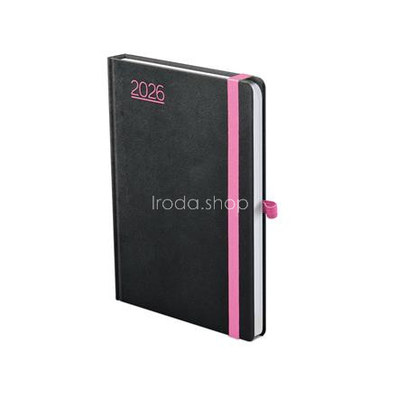 Naptár, tervező, B6, heti, TOPTIMER, "Nero", fekete-pink