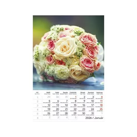 Naptár, fali, TOPTIMER "Virágcsokrok"