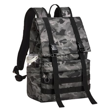 Notebook hátizsák, 15,6", rolltop, 15L, RIVACASE "7621 Sherwood", szürke-terepminta