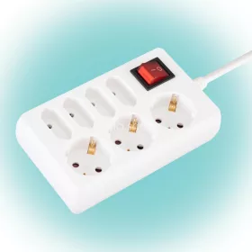   Home NV 17/WH hálózati elosztó, 1,5 m, H05VV-F 3G1,0 mm2 kábel, kapcsolós, IP20 kivitel, 3 védőérintkezős és 4 euro aljzat, max. 3500W, fehér