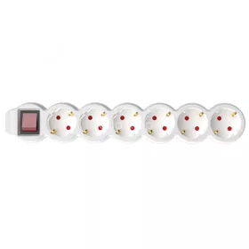   Home NV 6K-5/WH/1,5 hálózati elosztó, 5 m, H05VV-F 3G1,5 mm2 kábel, kétpólusú kapcsoló, IP20 kivitel, 6 védőérintkezős aljzat, max. 3500W, fehér