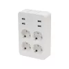 Home NV41USB tálcás USB-s elosztó, 4 földelt aljzat, 4 USB aljzat össz. 1,9A, elforgatható csatlakozódugó, max.3680W,