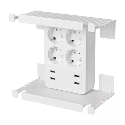 Home NV41USB tálcás USB-s elosztó, 4 földelt aljzat, 4 USB aljzat össz. 1,9A, elforgatható csatlakozódugó, max.3680W,