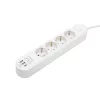 HOME NV4KUSBC hálózati elosztó, 1,5 m, H05VV-F 3G1,5 mm2 kábel, 4 védőérintkezős aljzat, USB töltőaljzat, max. 3680W, kétpólusú kapcsoló, beltéri kivitel