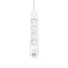 HOME NV4KUSBC hálózati elosztó, 1,5 m, H05VV-F 3G1,5 mm2 kábel, 4 védőérintkezős aljzat, USB töltőaljzat, max. 3680W, kétpólusú kapcsoló, beltéri kivitel