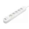 HOME NV5K3USBC hálózati elosztó, 3 m, H05VV-F 3G1,5 mm2 kábel, 5 védőérintkezős aljzat, USB töltőaljzat, max. 3680W, kétpólusú kapcsoló, beltéri kivitel