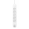 HOME NV5K3USBC hálózati elosztó, 3 m, H05VV-F 3G1,5 mm2 kábel, 5 védőérintkezős aljzat, USB töltőaljzat, max. 3680W, kétpólusú kapcsoló, beltéri kivitel
