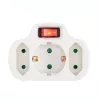 Home NVK 3/WH hálózati elosztó, kapcsolós 3 aljzat ( 1 földelt + 2 euró ), 250 V ~/ 50 Hz / 16 A / 3500 W