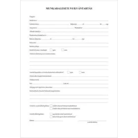   Nyomtatvány, munkabaleseti nyilvántartó napló, 32 oldal, A4, VICTORIA PAPER, 10 tömb/csomag