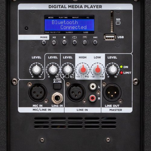 SAL PAP43BT professzionális hangdoboz, 38cm mélysugárzó, ma. 1200 W, aktív zenekari hangdoboz, Bluetooth, MP3, USB, SD, multimédia lejátszó, digitális kijelző