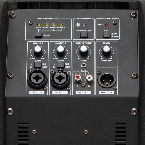 SAL PAS8W42S professzionális oszlopsugárzó hangrendszer, max. 600 W, 20cm mélysugárzó, 4x2” szélessávú szatellit hangszóró, aktív zenekari hangdoboz, Bluetooth, állvány