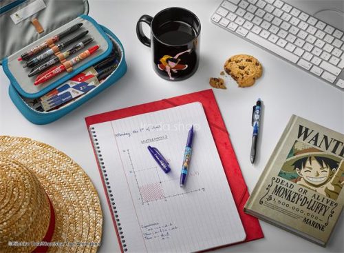 Rollertoll készlet, 0,35 mm, nyomógombos, PILOT "Frixion Ball"/"Frixion Ball Plus", 3különböző szín+One Piece matrica