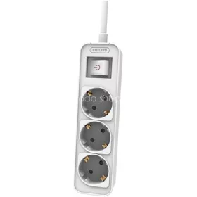   Elosztósor, 3 csatlakozóaljzat, 1,5 m kábel, PHILIPS, fehér