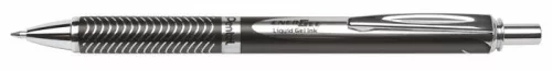 Zseléstoll, 0,35 mm, nyomógombos, fekete tolltest, PENTEL "EnerGel BL-407" fekete, ajándék kék tollbetéttel