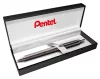 Zseléstoll, 0,35 mm, nyomógombos, antracit tolltest, PENTEL "EnerGel BL-407" fekete, ajándék kék tollbetéttel