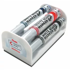   Táblamarker készlet, 6 mm, kúpos hegy, PENTEL "Maxiflo", 4 különböző szín