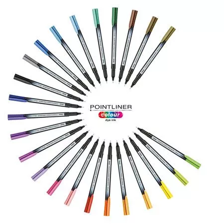 Tűfilc készlet, 0,4 mm, PENTEL "Pointliner", 24 különböző szín