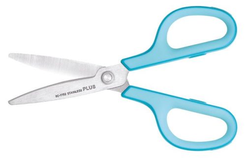Olló, általános, 17,5 cm, PLUS "Fitcut Curve", világoskék