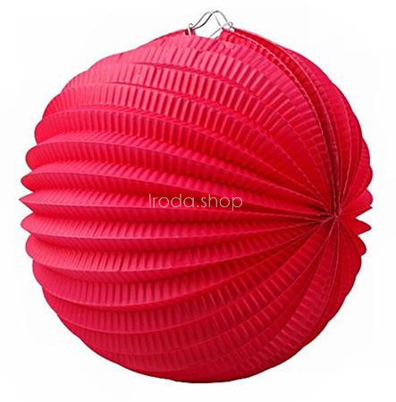 Lampion, kerek, 22 cm, piros