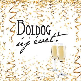   Szalvéta, 3 rétegű, 33 x 33 cm, "Boldog Új évet"