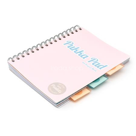 Spirálfüzet, A5, vonalas, 100 lap, PUKKA PAD "Pastel project book", vegyes szín