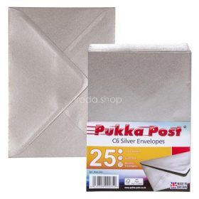   Boríték, C6, enyvezett, PUKKA PAD "Silver", ezüst