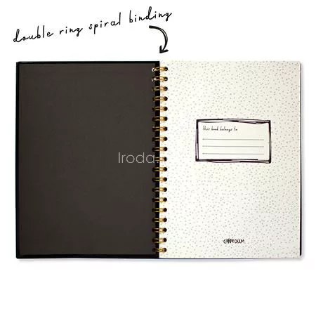 Spirálfüzet, B5, vonalas, 80 lap, FSC, PUKKA PAD "Carpe Diem", fekete