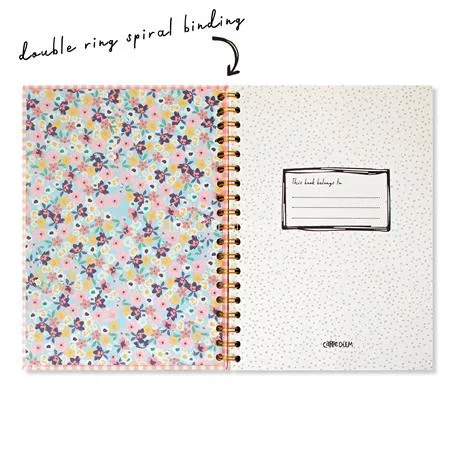 Spirálfüzet, B5, vonalas, 80 lap, FSC, PUKKA PAD "Carpe Diem", rózsaszín kockás