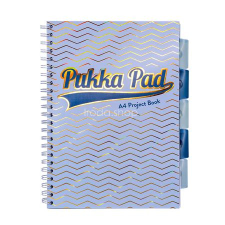 Spirálfüzet, A4, vonalas, elválasztóval, 100 lap, PUKKA PAD "Haze Project Book", vegyes szín