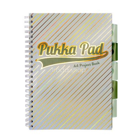 Spirálfüzet, A4, vonalas, elválasztóval, 100 lap, PUKKA PAD "Haze Project Book", vegyes szín